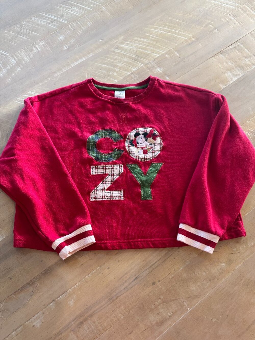 Official Disney Store Holiday Mickey Minnie Mouse COZY Plaid Pullover Sweatshirt